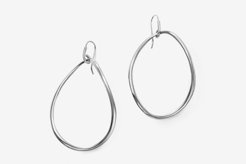 Organic very large silver earring