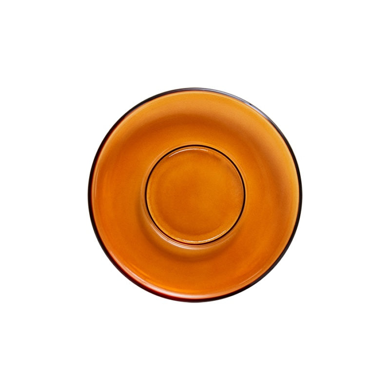 70's glass mini plate amber brown