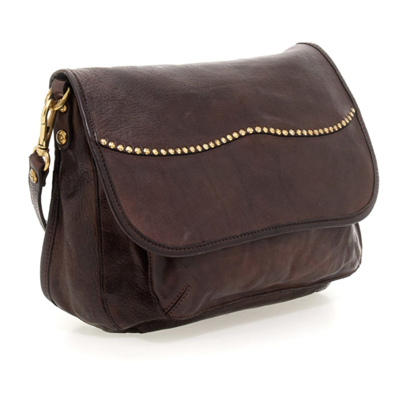 Diana shoulder bag with studs brown