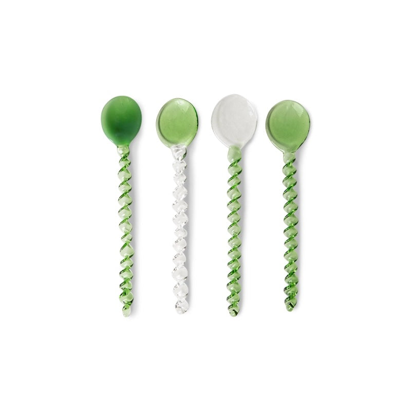 The Emeralds twisted glass spoons (set of 4)