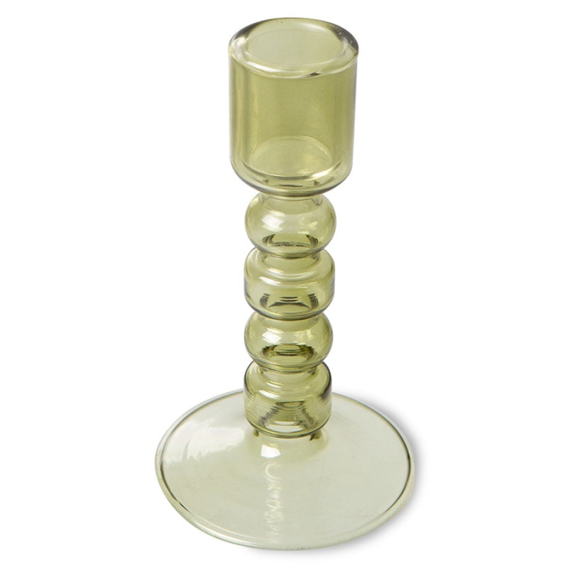 The Emeralds glass candle holder olive M